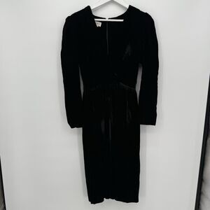 Tanner Vintage Black Velvet Long Sleeve Formal Dress Size 6 Evening